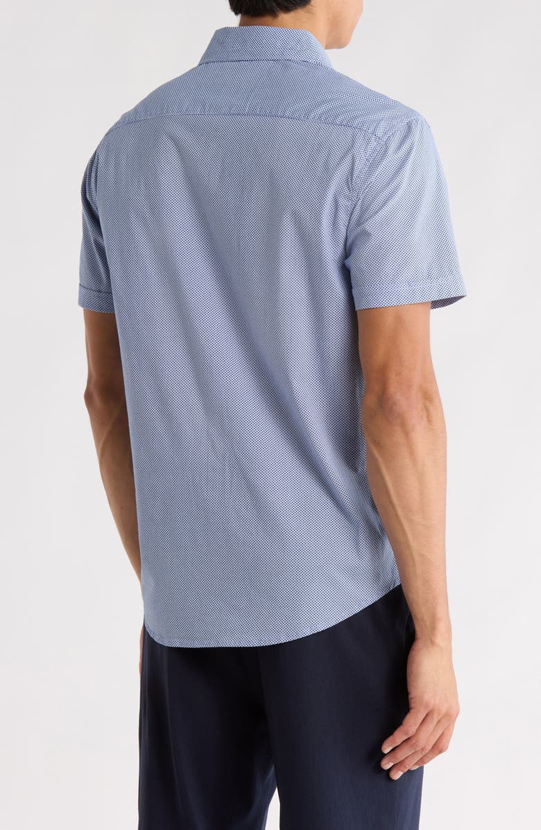 DENIM AND FLOWER Dot Short Sleeve Button-Up Shirt, Alternate, color, Blue