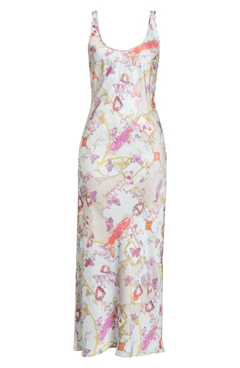 Akiya Mixed Print Satin Slipdress