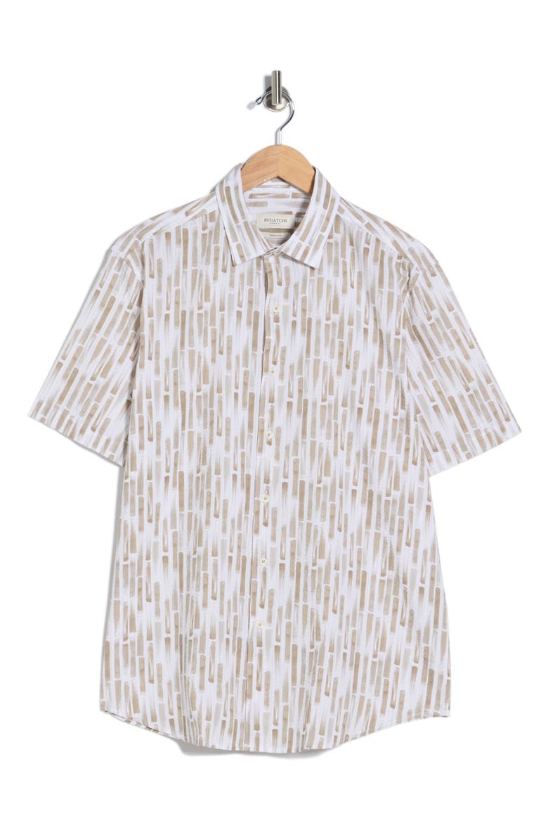 Short Sleeve Cotton Button-Up Shirt, Alternate, color, CAMEL