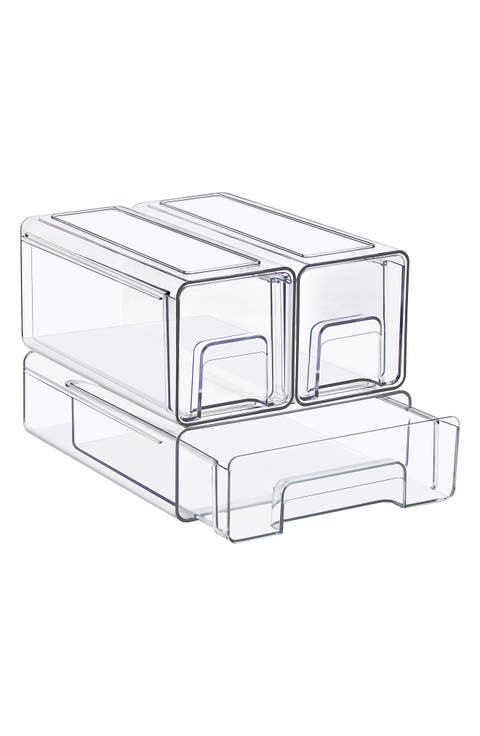 Set of 3 Stackable Storage Drawers