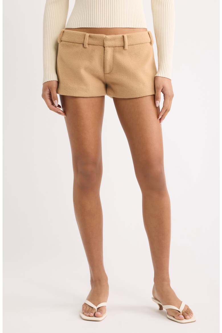 The Gabriella Wool Blend Shorts, Main, color, CAMEL