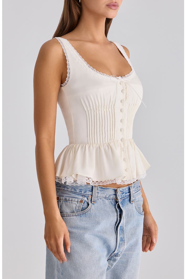Effie Lace Trim Button-Up Dress, Alternate, color, WHITE
