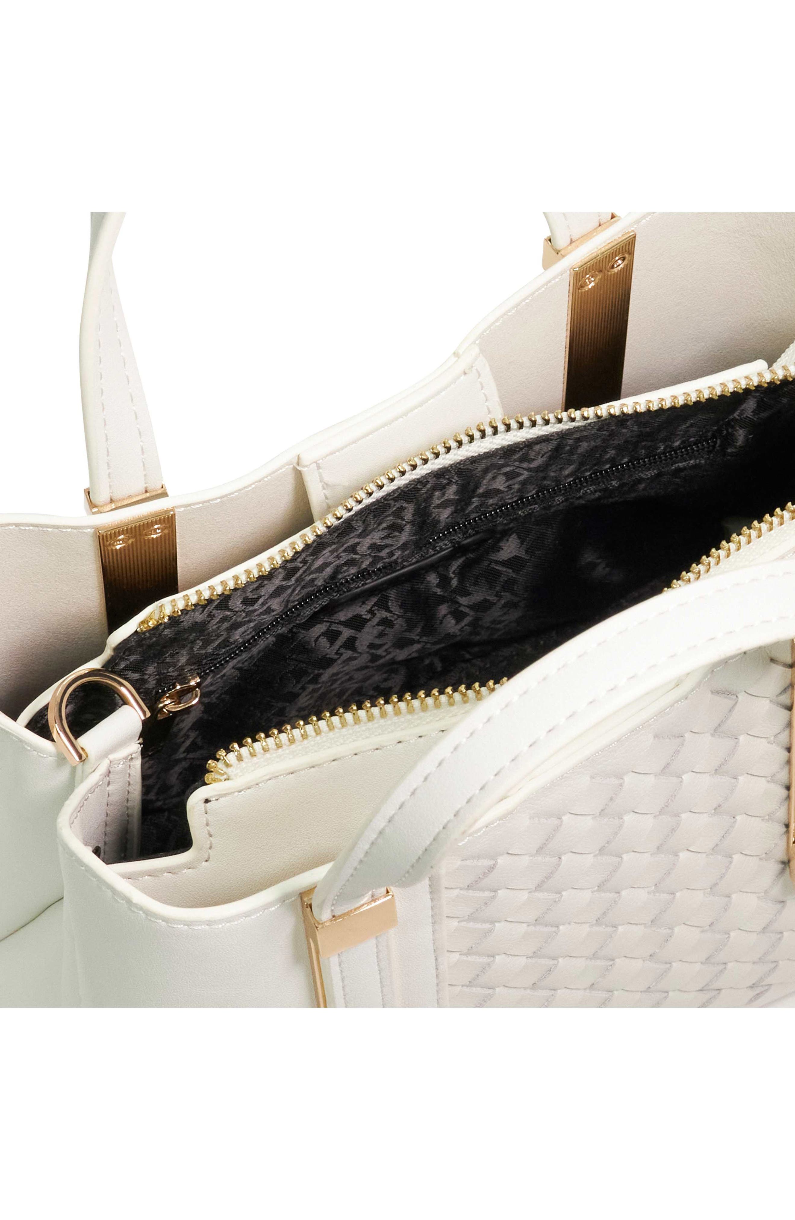 Dune London Dinkydorry Faux Leather Top Handle Bag, Alternate, color, White/ White