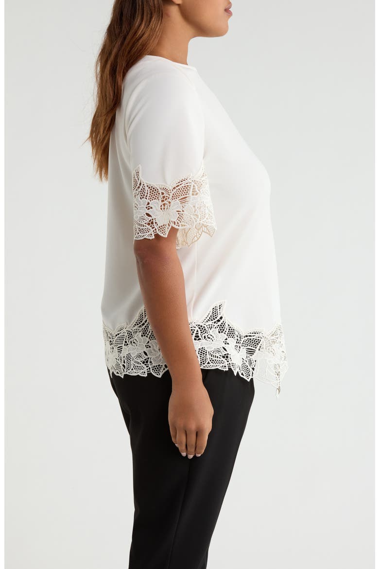 Lace Trim Asymmetrical Knit Top, Alternate, color, WHITE DOVE