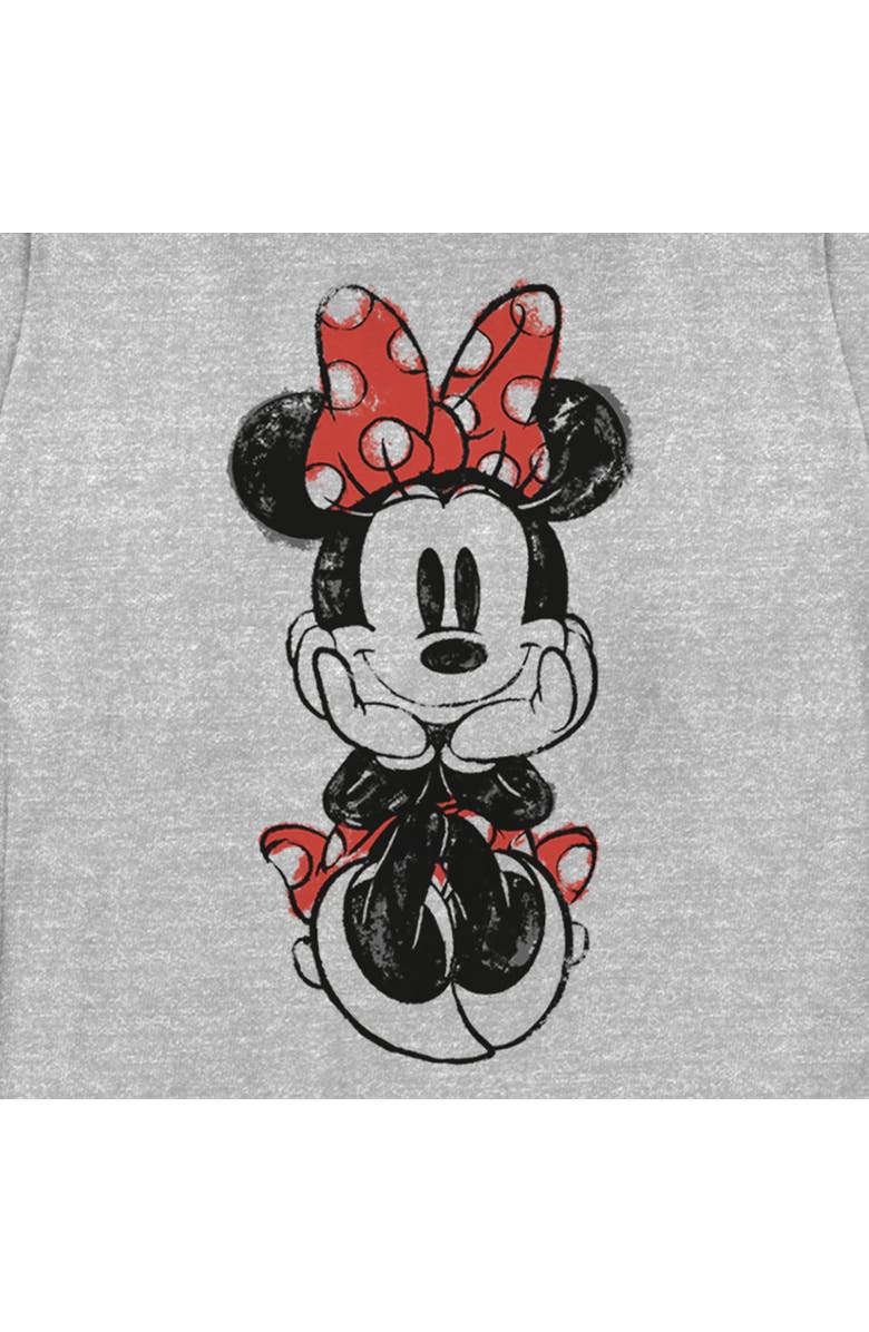 Mickey & Friends Women's Mickey & Friends Sitting Minnie Sketch Graphic T-Shirt, Alternate, color, Athletic Heather