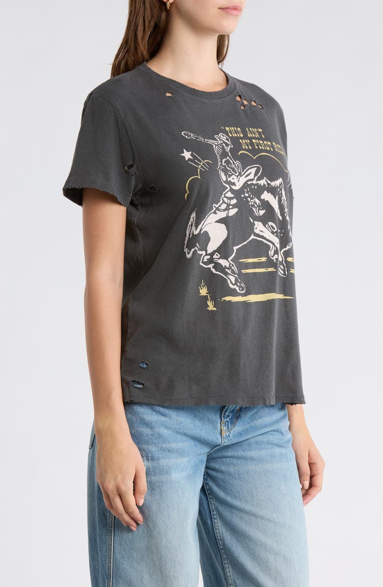 Junk Food Ain't My First Rodeo Distressed Graphic T-Shirt, Alternate, color, Vintage Black