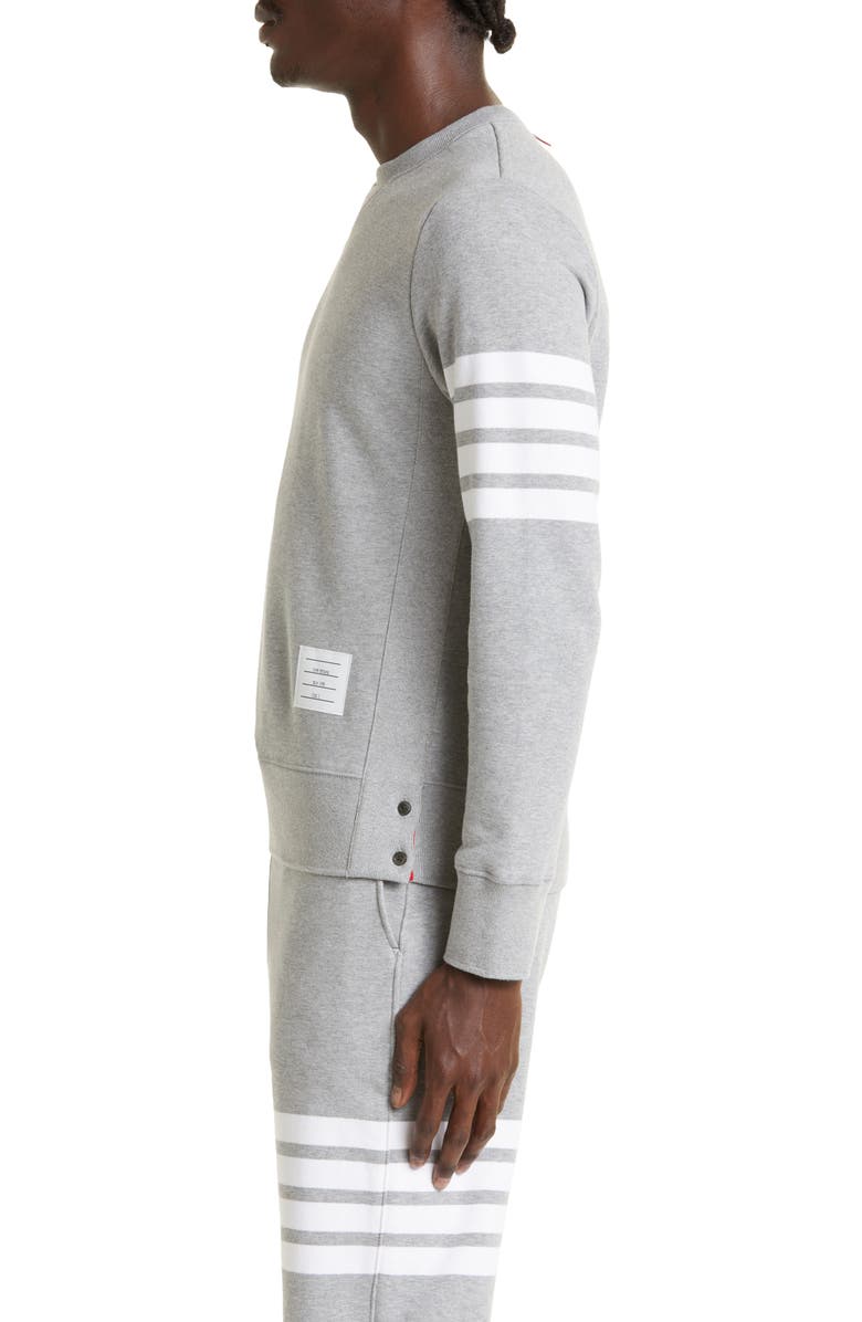 Thom Browne Stripe Sleeve Sweatshirt, Alternate, color, 068 - Light Grey