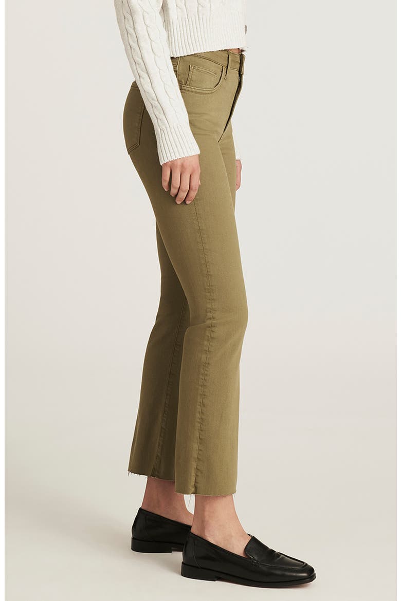 Anika Mid Rise Raw Hem Crop Flare Jeans, Alternate, color, DARK OLIVE FLEX BLUE