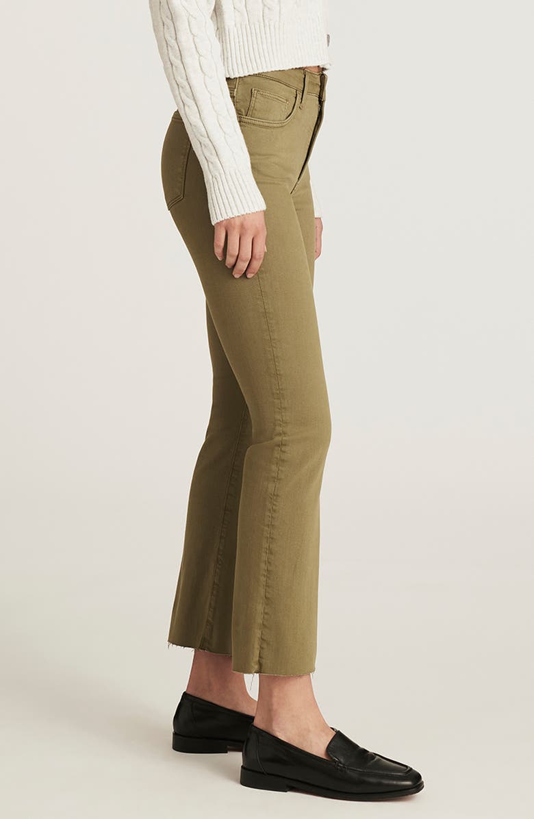 Mavi Jeans Anika High Waist Raw Hem Crop Flare Jeans, Alternate, color, Dark Olive Flex Blue