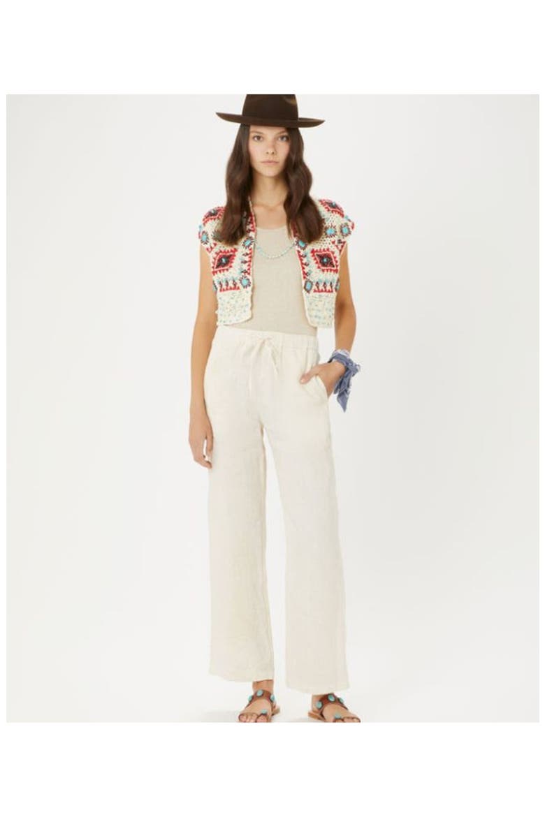Drawstring Linen Trousers, Alternate, color, Ecru