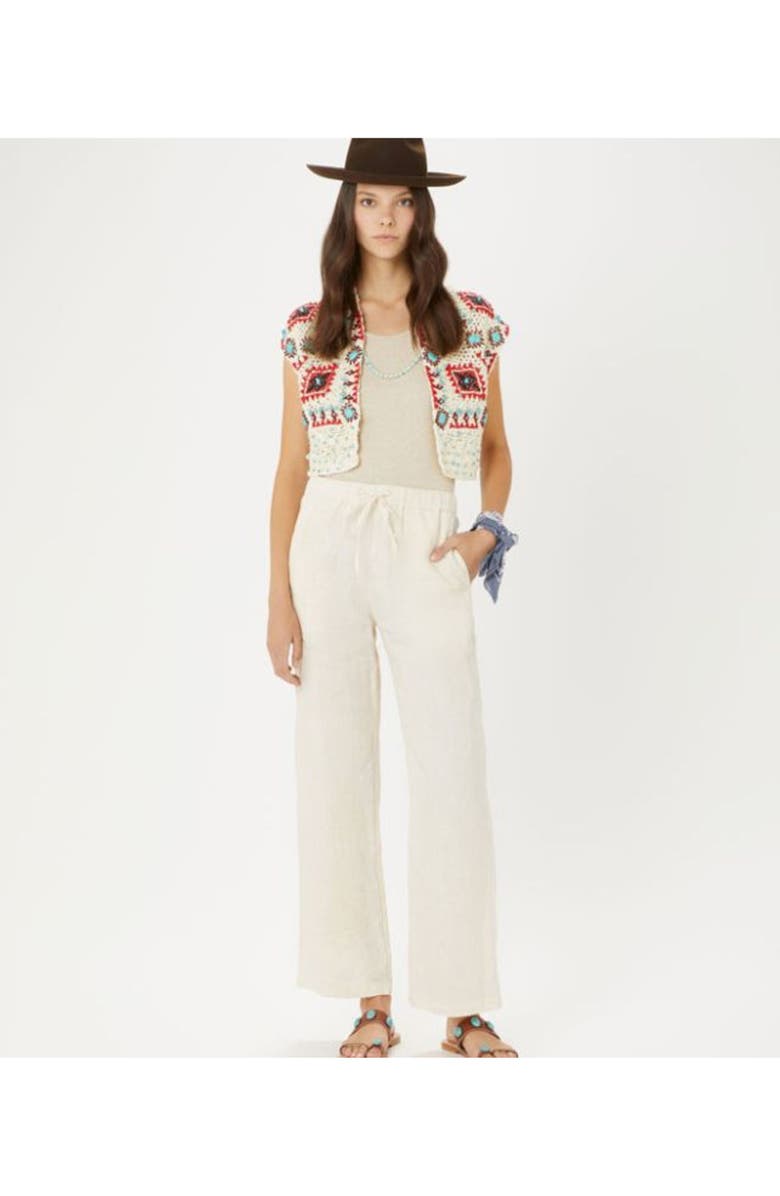 Fortela Drawstring Linen Trousers, Alternate, color, Ecru