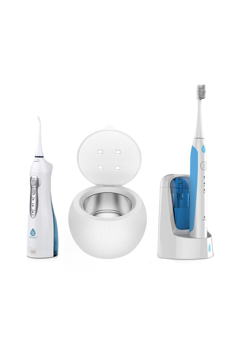 UV Sonic Toothbrush, Cleaner Pod & Water Flosser, Main, color, White