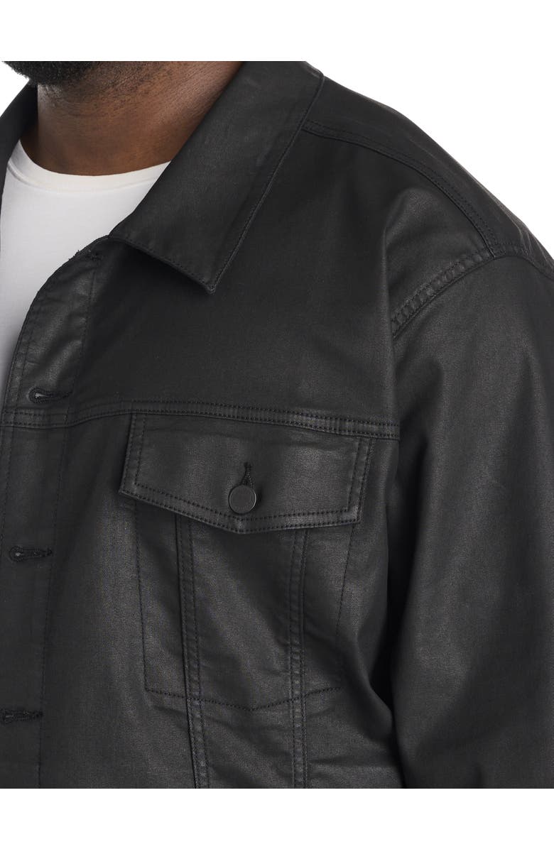 True Nation by DXL Big & Tall Coated Denim Jacket, Alternate, color, Black