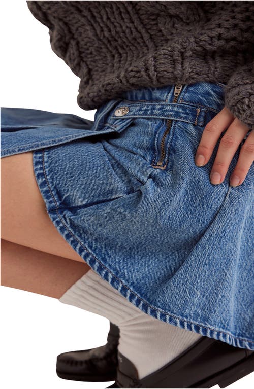 Free People Madison Ave Denim Mini Skirt In Bella Blue