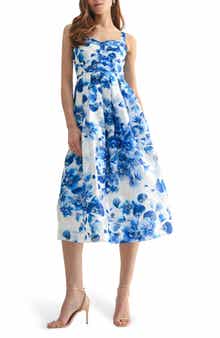 Mila Mae Floral Bustier Fit & Flare Midi Dress