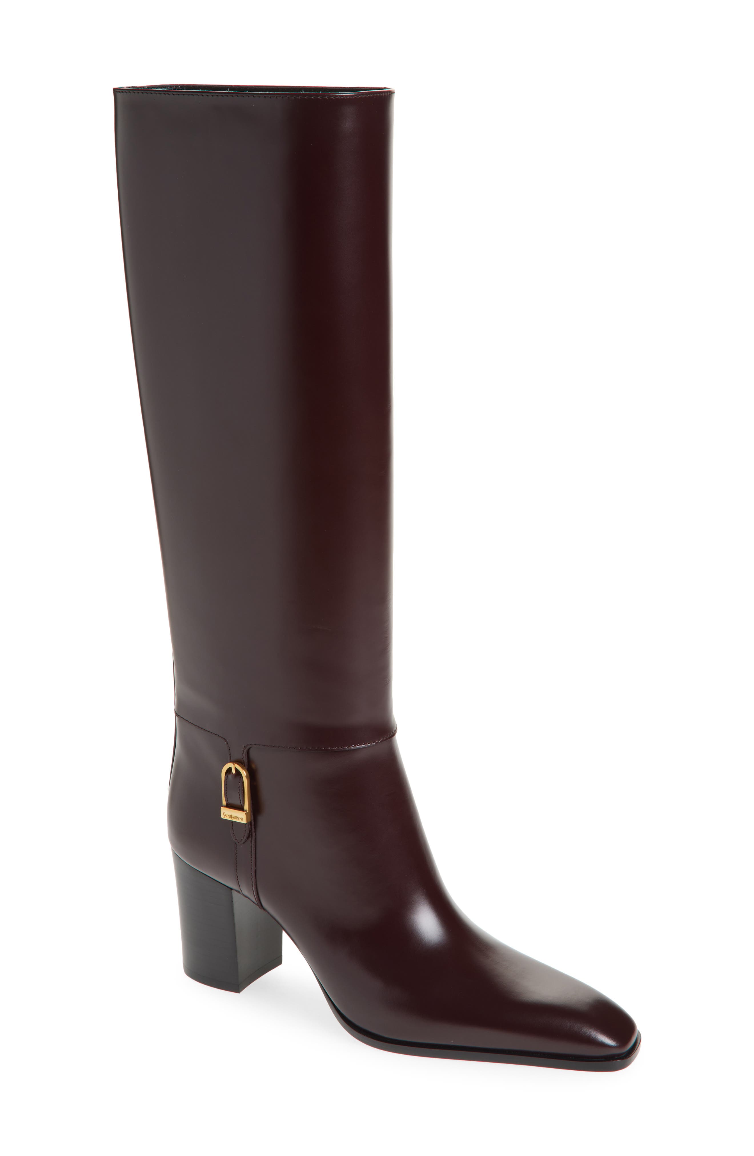 Saint Laurent Julia Tall Boot, Main, color, Wine