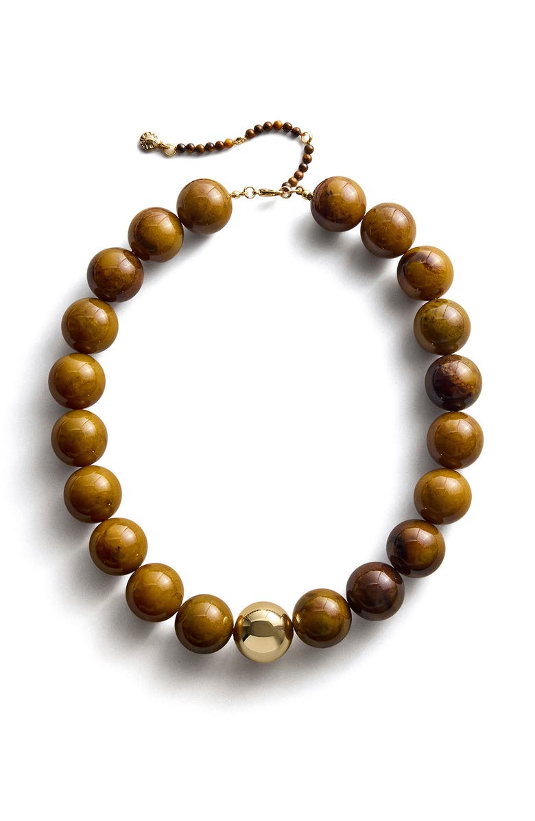 BaubleBar Jane Beaded Necklace, Alternate, color, Brown