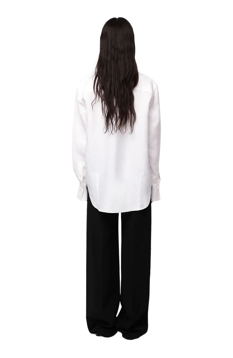 Another Tomorrow LINEN OVERSIZED MENS SHIRT, Alternate, color, White