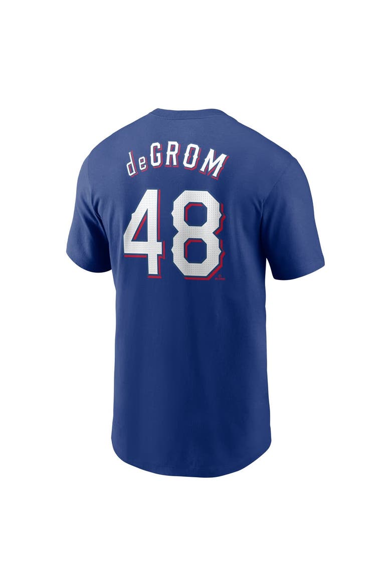 Men's Nike Jacob deGrom Royal Texas Rangers Fuse Name & Number T-Shirt, Alternate, color, Royal