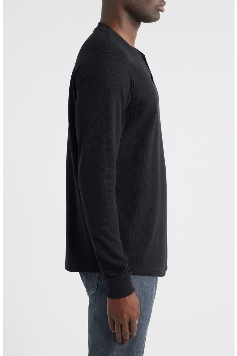 Calico Waffle Stitch Henley, Alternate, color, BLACK