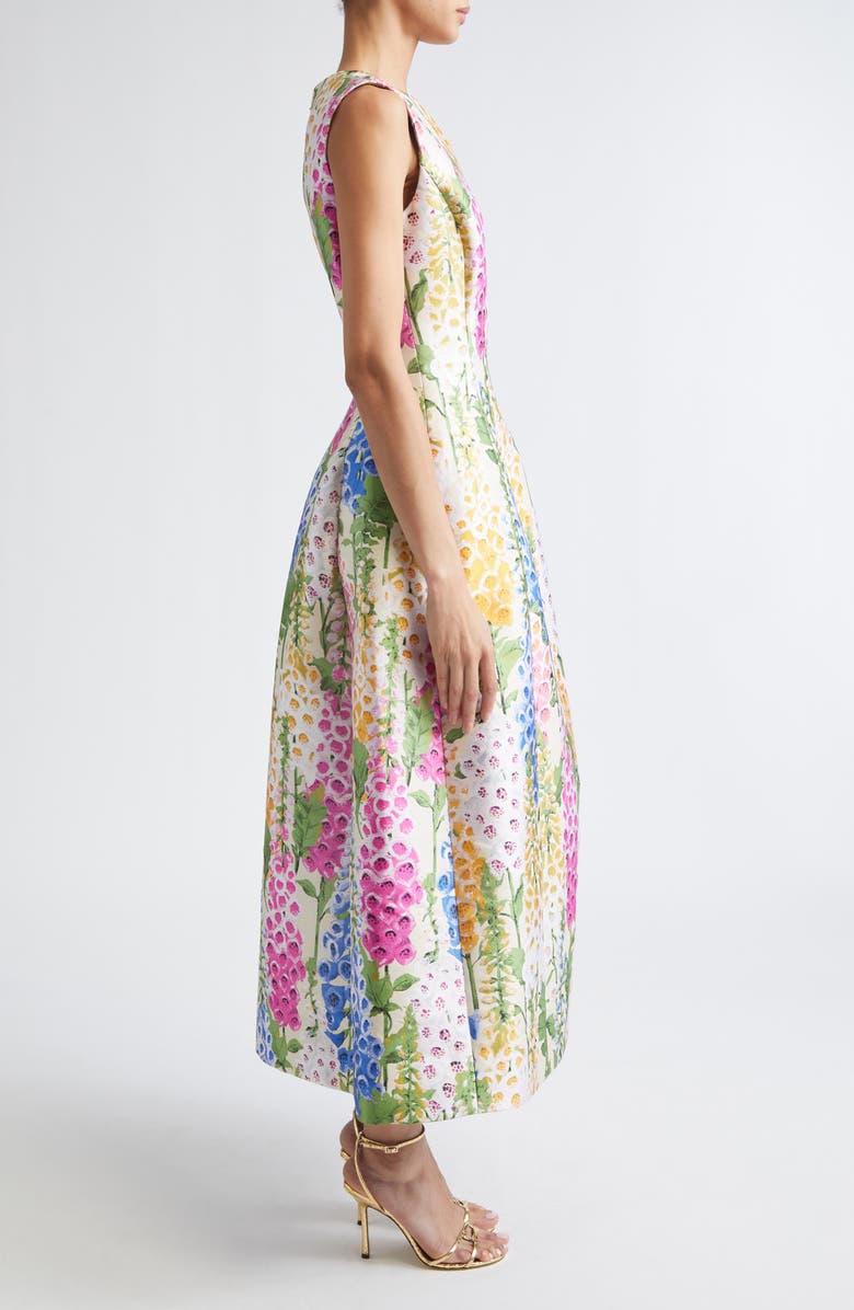Oscar de la Renta Foxglove Jacquard Cocktail Dress, Alternate, color, Ecru Multi
