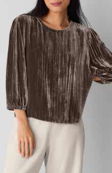 Eileen Fisher Bubble Sleeve Velvet Top