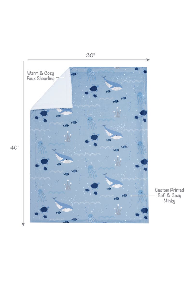 Lambs & Ivy Bubbles & Squirt Ocean/Aquatic Whale Soft Fleece Baby Blanket, Alternate, color, Blue