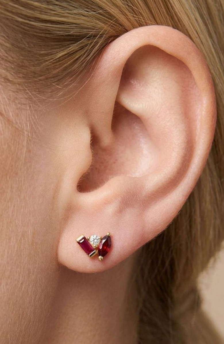 Little Sky Stone Seraphina Garnet Stud Earrings, Alternate, color, Garnet