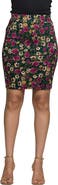 24seven Comfort Apparel Floral Print Knee Length Pencil Skirt