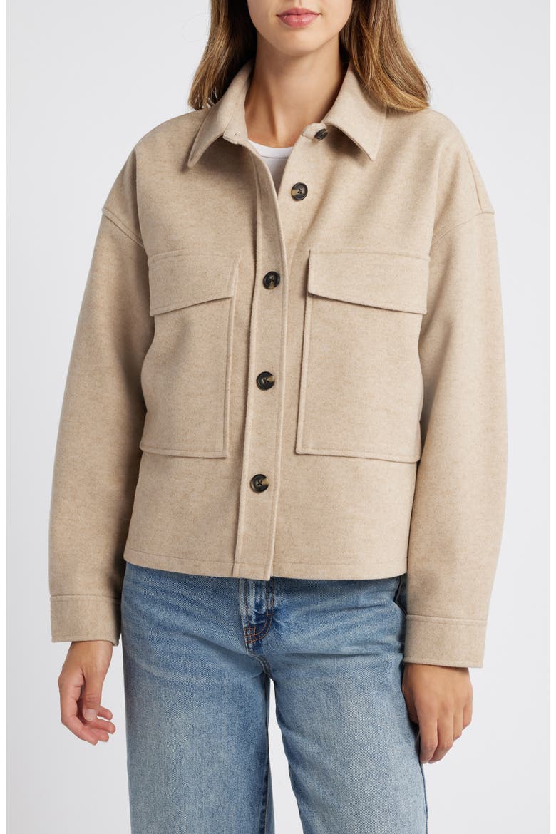 Double Face Crop Jacket, Alternate, color, TAUPE HEATHER
