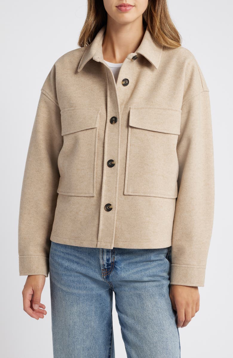 beachlunchlounge Double Face Crop Jacket, Alternate, color, Taupe Heather