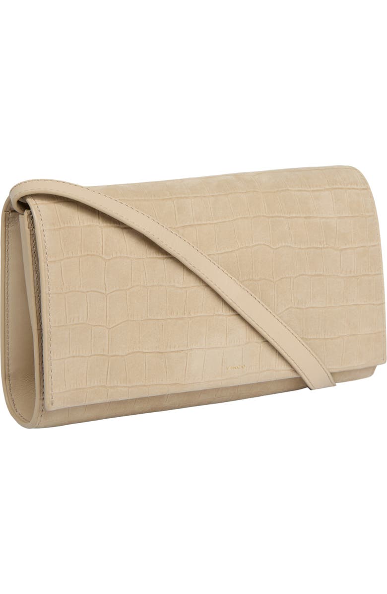 Vince Croc Embossed Nubuck Leather Wallet on a Strap, Alternate, color, Marzipan
