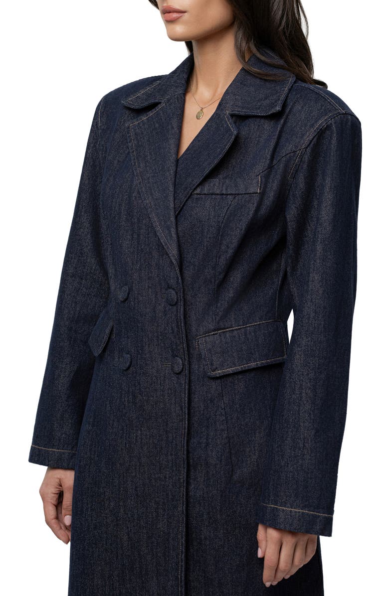 JLUXLABEL Signature Double Breasted Denim Coat, Alternate, color, Denim