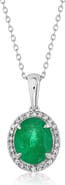 SOUZANA by Suzy Levian 14K Gold 2.90cttw Oval-Cut Emerald & 0.15cttw Diamonds Pendant Necklace