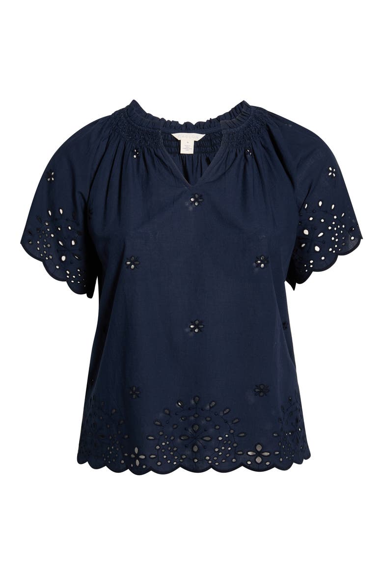 Cotton Eyelet Top, Alternate, color, NAVY STILL
