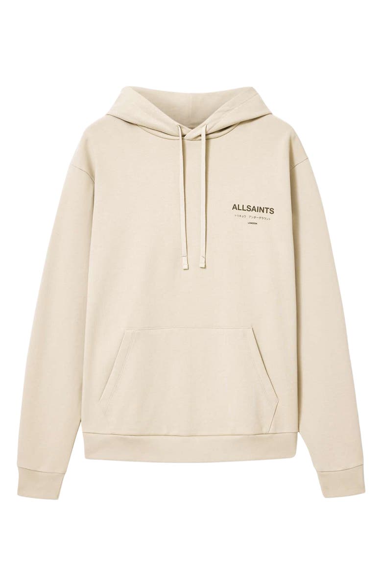 AllSaints Underground Logo Graphic Hoodie, Alternate, color, Sandstone Taupe