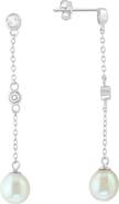 EFFY Sterling Silver Freshwater Pearl & White Topaz Drop Earrings