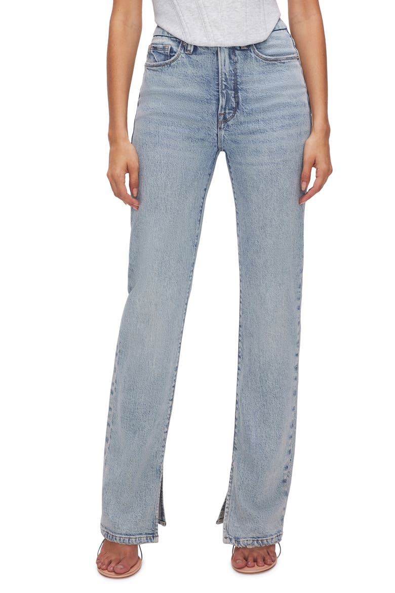 Good Boy Split Hem High Waist Straight Leg Jeans, Main, color, INDIGO541