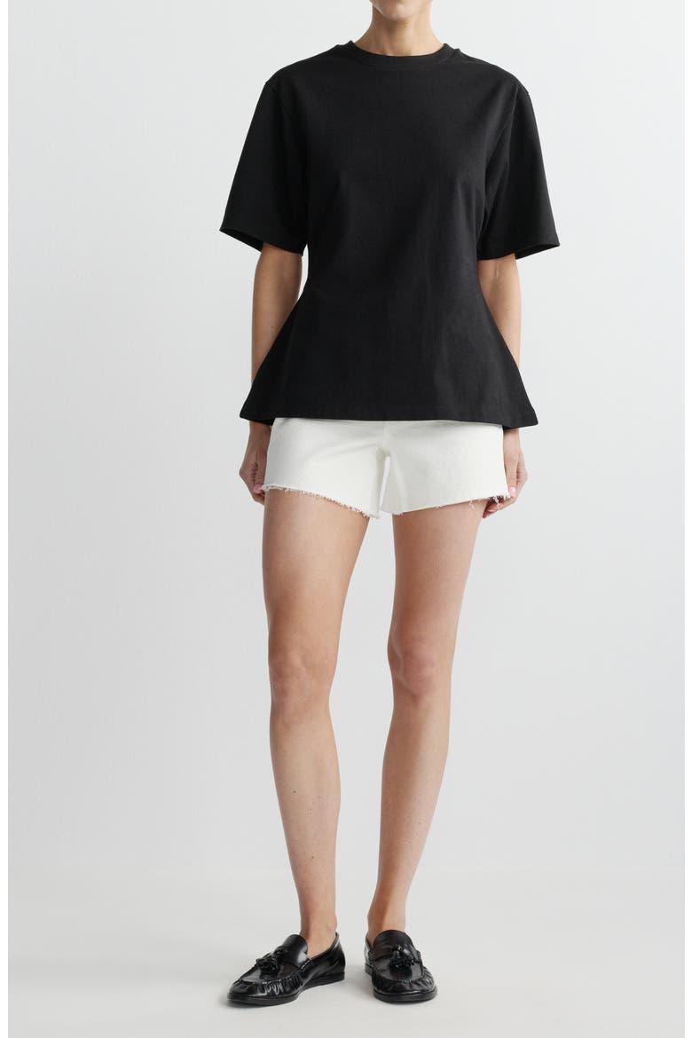 Cotton Jersey Peplum Girlfriend T-Shirt, Alternate, color, BLACK
