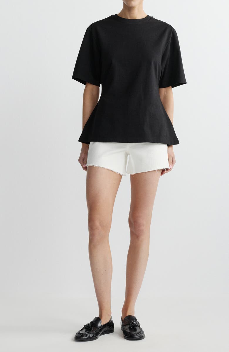 DL1961 Cotton Jersey Peplum Girlfriend T-Shirt, Alternate, color, Black