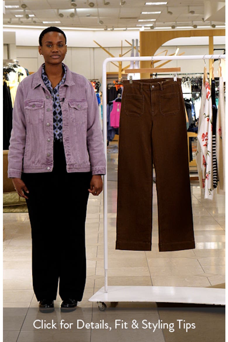 Patch Pocket High Waist Ankle Wide Leg Stretch Terry Pants video