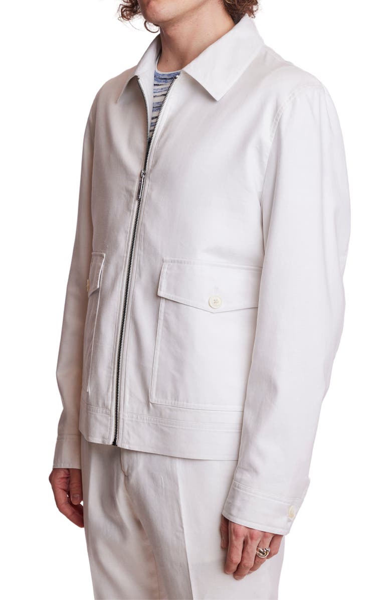 PAISLEY & GRAY Milo Slim Fit Linen Blend Bomber Jacket, Alternate, color, White Linen