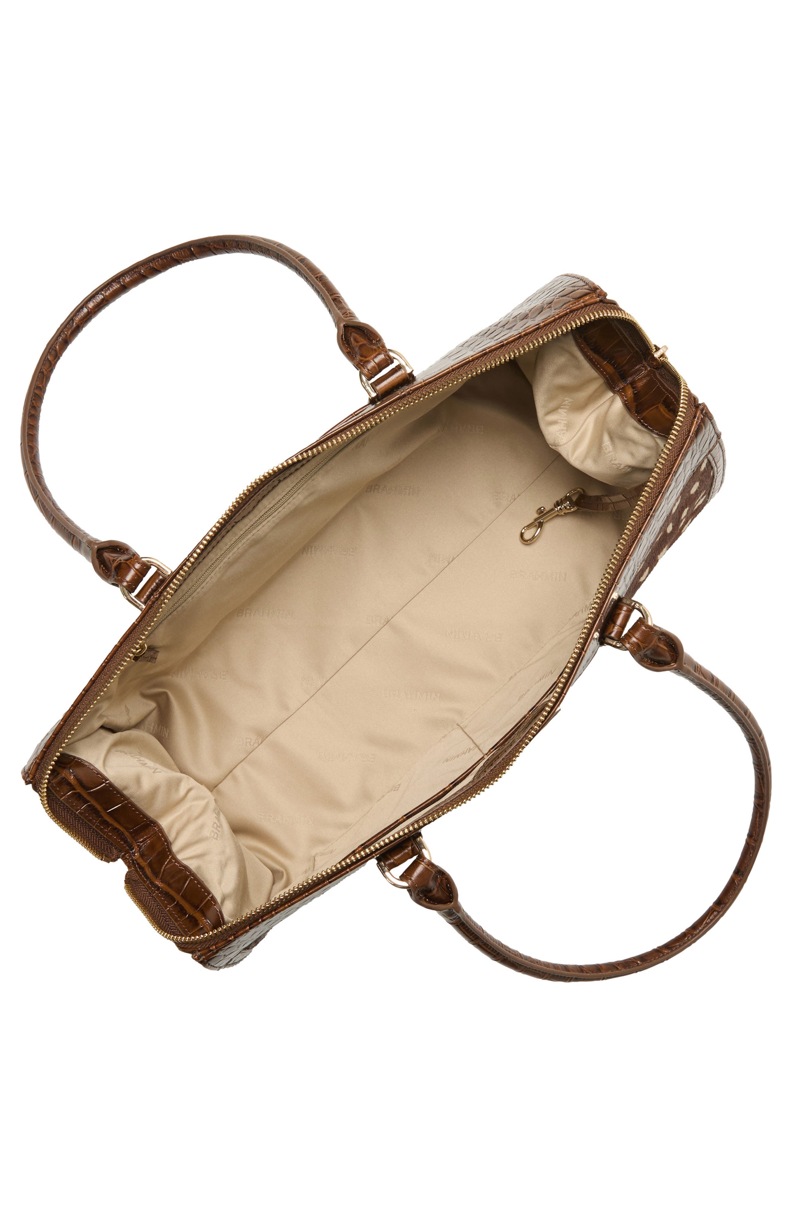 Sophia Croc Embossed Leather Satchel, Alternate, color, CINNAMON