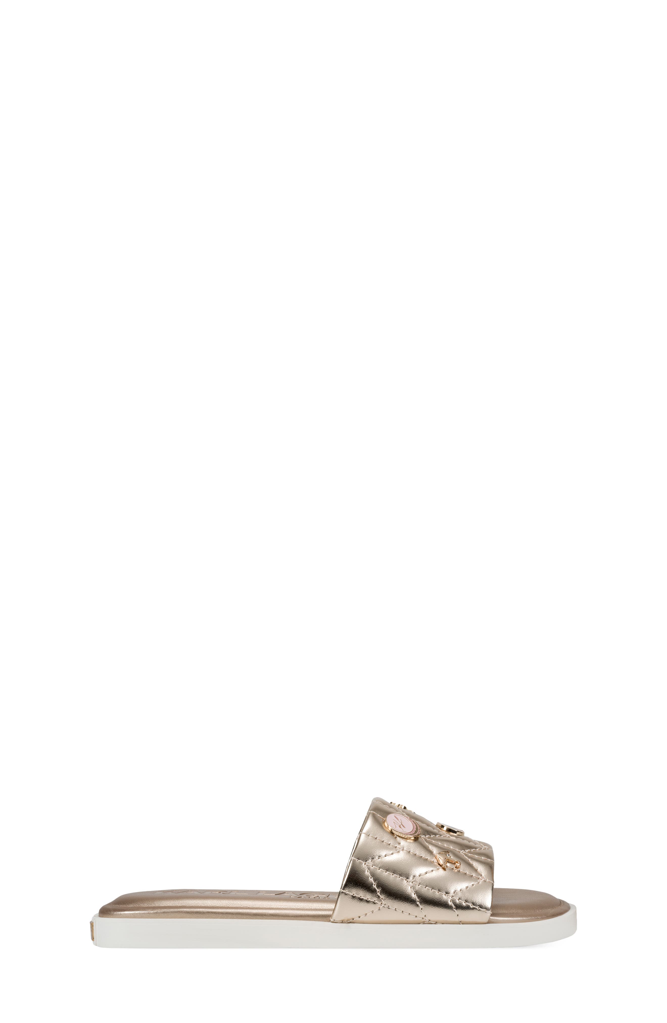 KARL LAGERFELD PARIS Carenza Macaron Slide Sandal, Alternate, color, White Gold