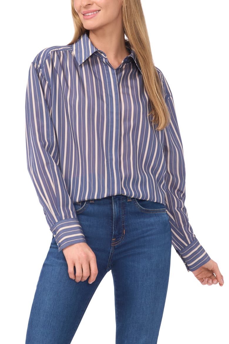 Elise Stripe Button-Up Shirt, Main, color, SWIFT SEAS