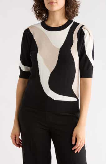 DKNY Abstract Short Sleeve Sweater