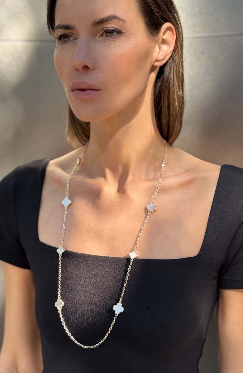 Adornia 36-Inch Mother-of-Pearl Flower Station Necklace, Alternate, color, White