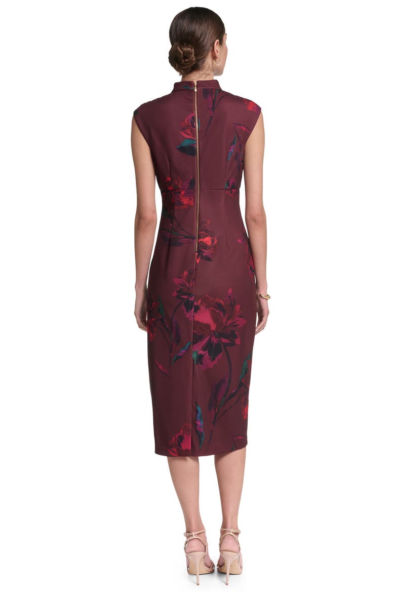 Sleeveless Floral Printed Midi Dress, Alternate, color, Brown Floral Multi