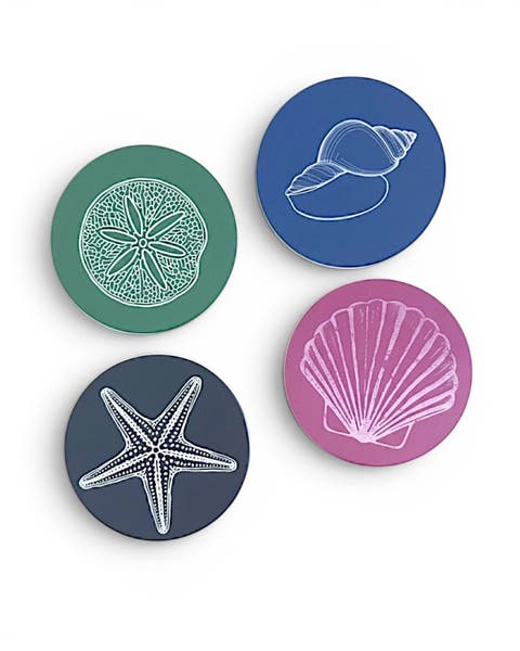 Ceramic Coasters with Coastal Desgins - Set of 4