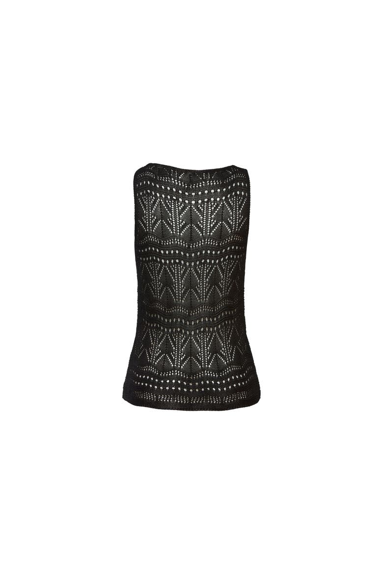 Women's Crochet Tank Top, Alternate, color, Black